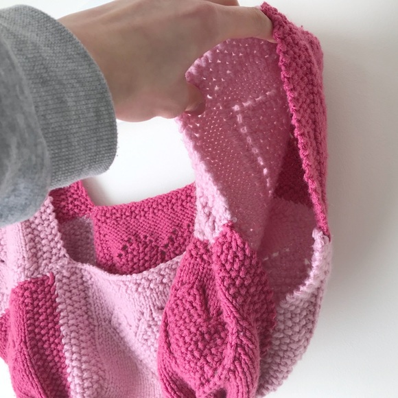 Redesigned heart granny square cropped square neck knit top - Picture 6 of 8